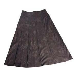 Modelia Floral Embroidered A-Line Skirt Women XXL Brown Boho Whimsigoth Witchy